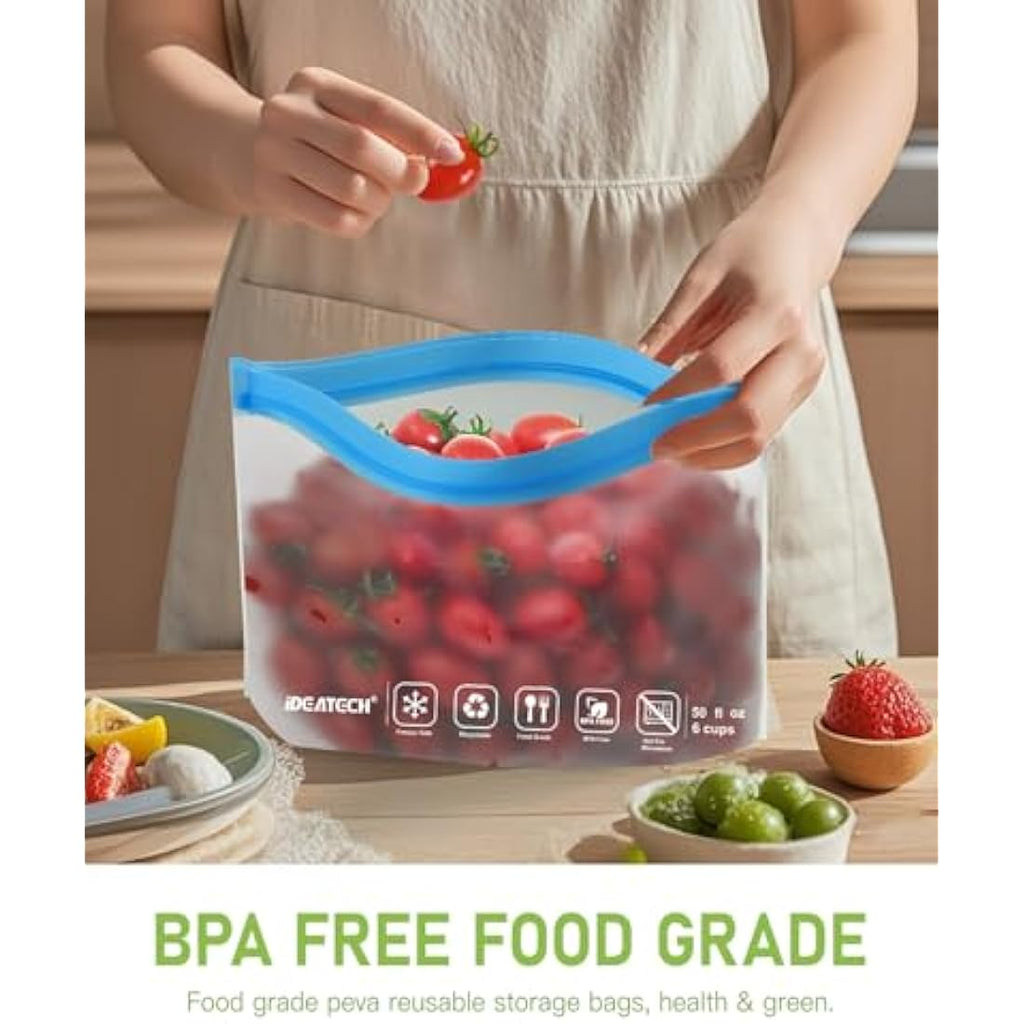 IDEATECH 20 Pack Reusable Freezer Bags – Leakproof PEVA Food Storage