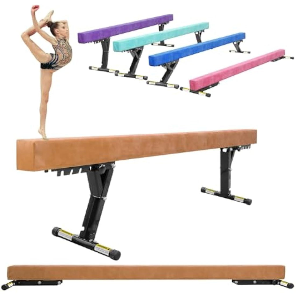 SportBob 8ft Adjustable Gymnastics Balance Beam for Kids Home Training
