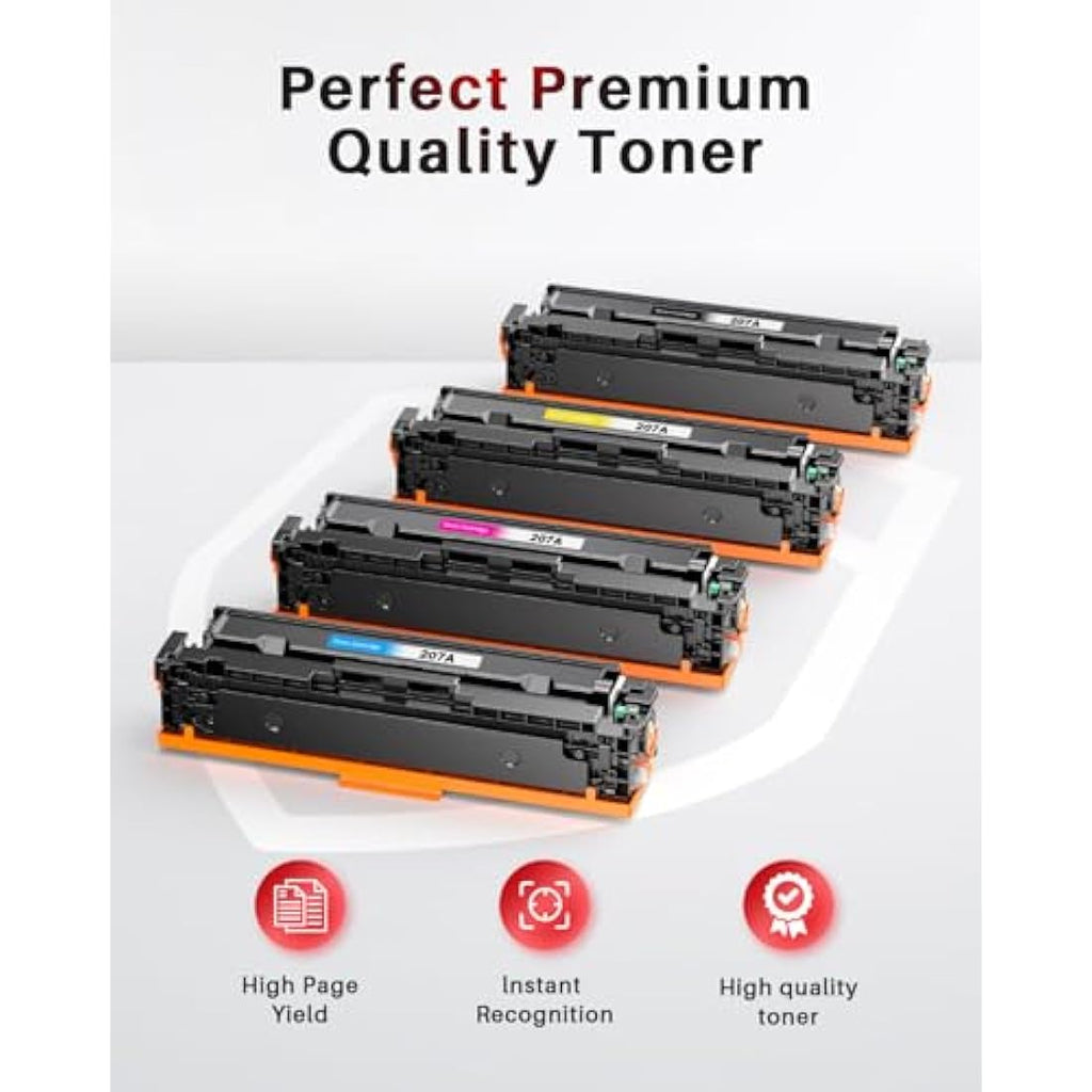 Halloya 207A Toner Cartridge 4-Pack for HP Color LaserJet Pro M283fdw M255dw