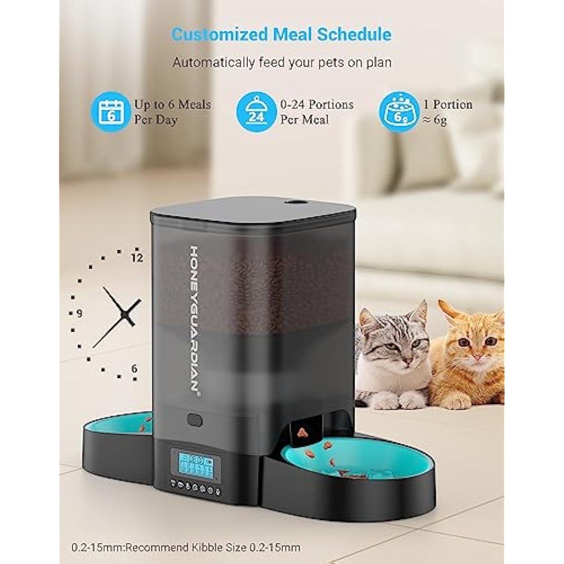 HoneyGuaridan Dual Automatic Cat Feeder | 3.5L Timed Slow Feeder for 2 Cats