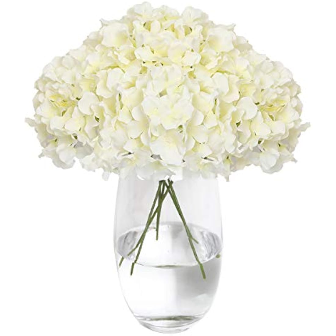 Tifuly 12Pcs Artificial Silk Hydrangeas – Realistic Cream White Flowers