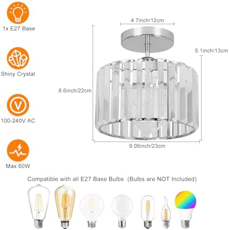 Crystal Ceiling Light – Modern Rose Gold Flush Mount Lamp