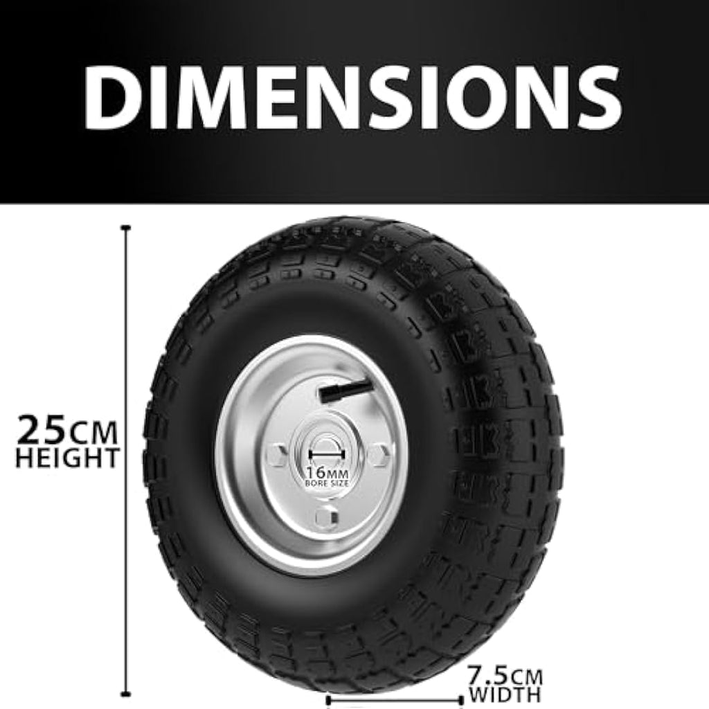 Wheelbarrow Wheels – 4 x 10" Puncture Proof Pneumatic Set