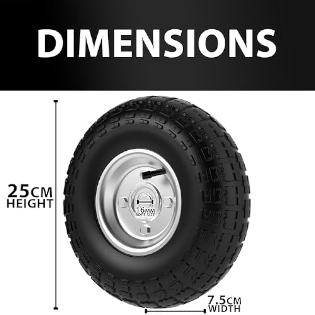 Wheelbarrow Wheels – 4 x 10" Puncture Proof Pneumatic Set