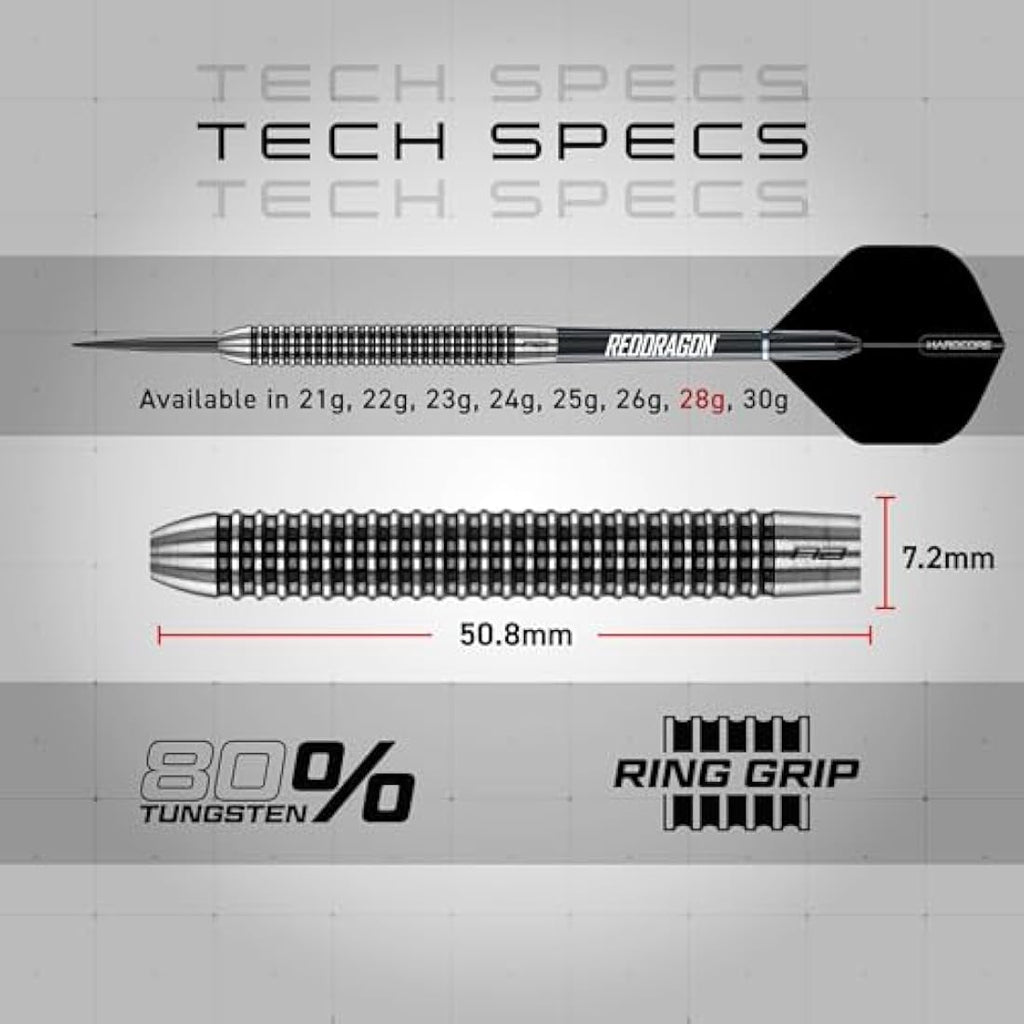 Red Dragon Pegasus Tungsten Steeltip Darts Set – Professional Weights