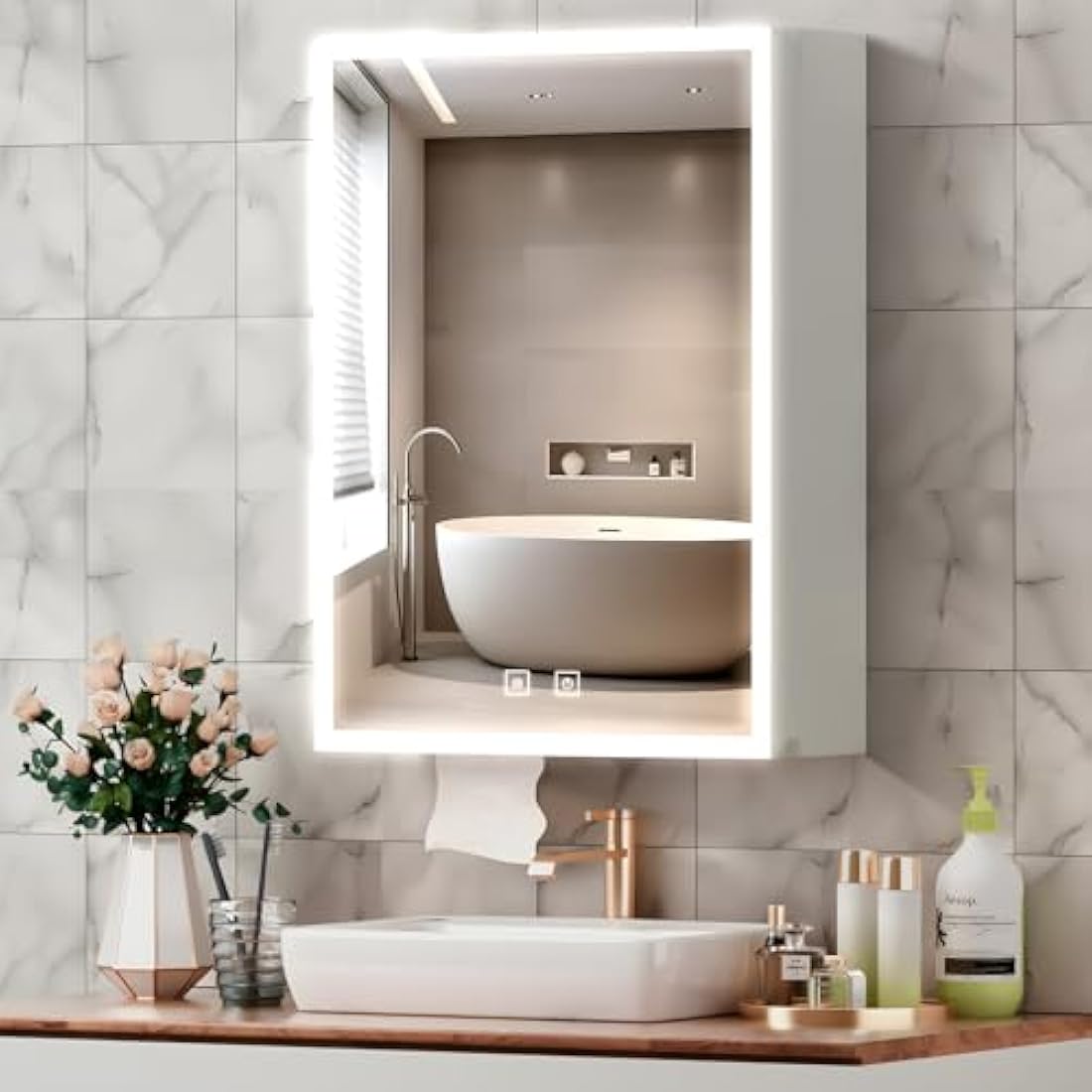 LED Bathroom Mirror Cabinet – Anti-Fog Wall Mounted Storage