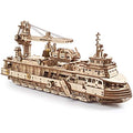 UGEARS Research Vessel 3D Wooden Model Kit – Mechanical Ship Puzzle