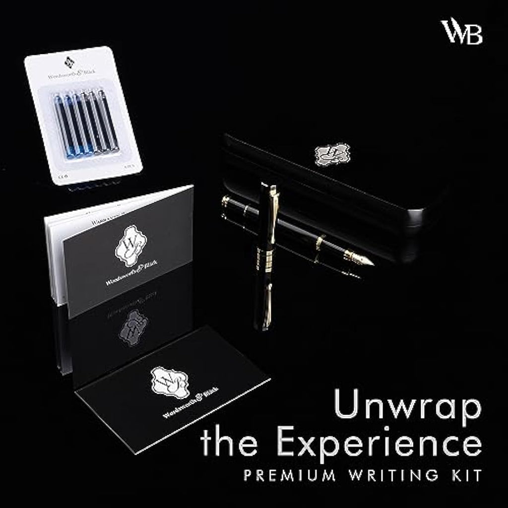 Luxury Bamboo Fountain Pen Set – Extra Fine Nib Black Wood
