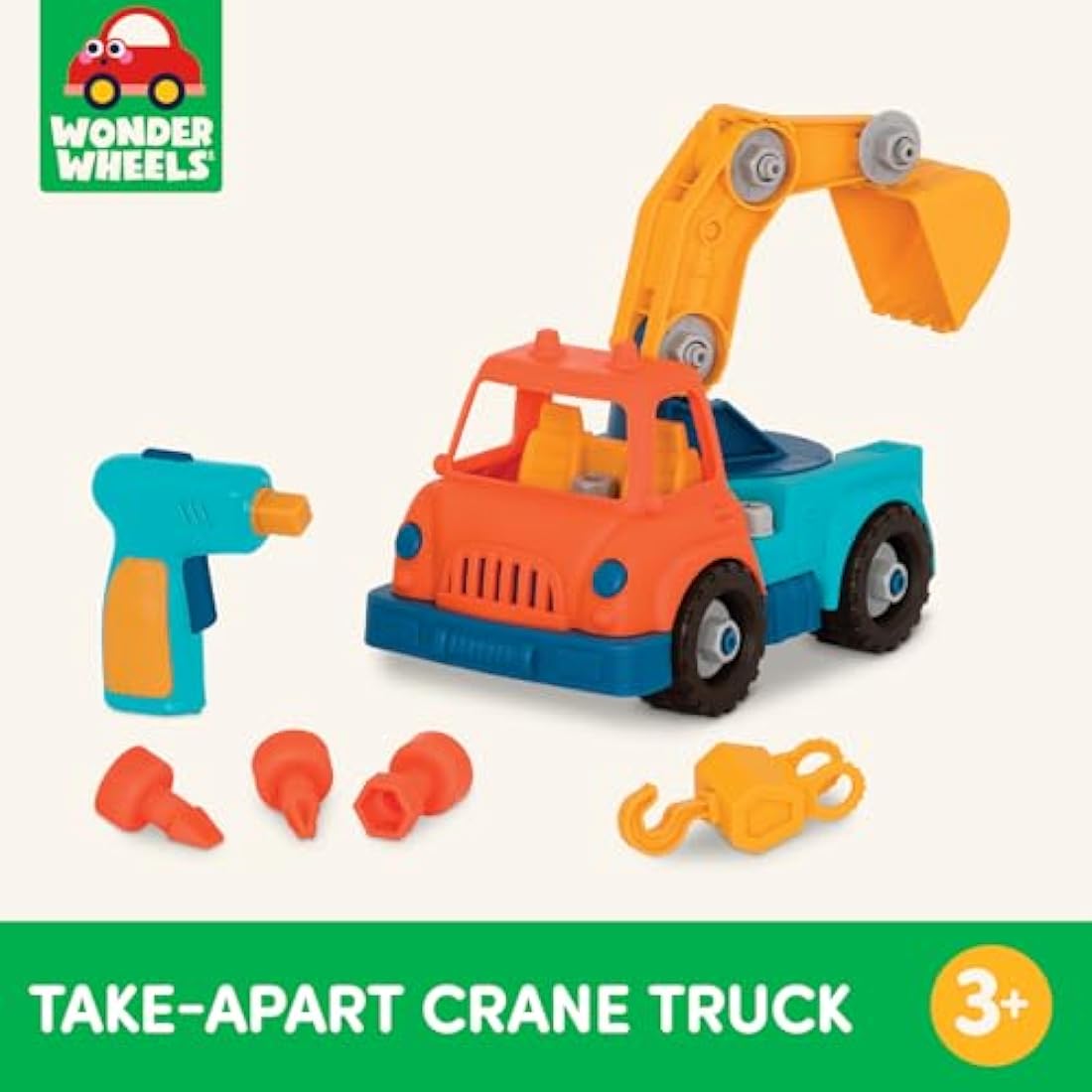 Wonder Wheels by Battat Take-Apart Crane Truck Toy with Drill - 31pc