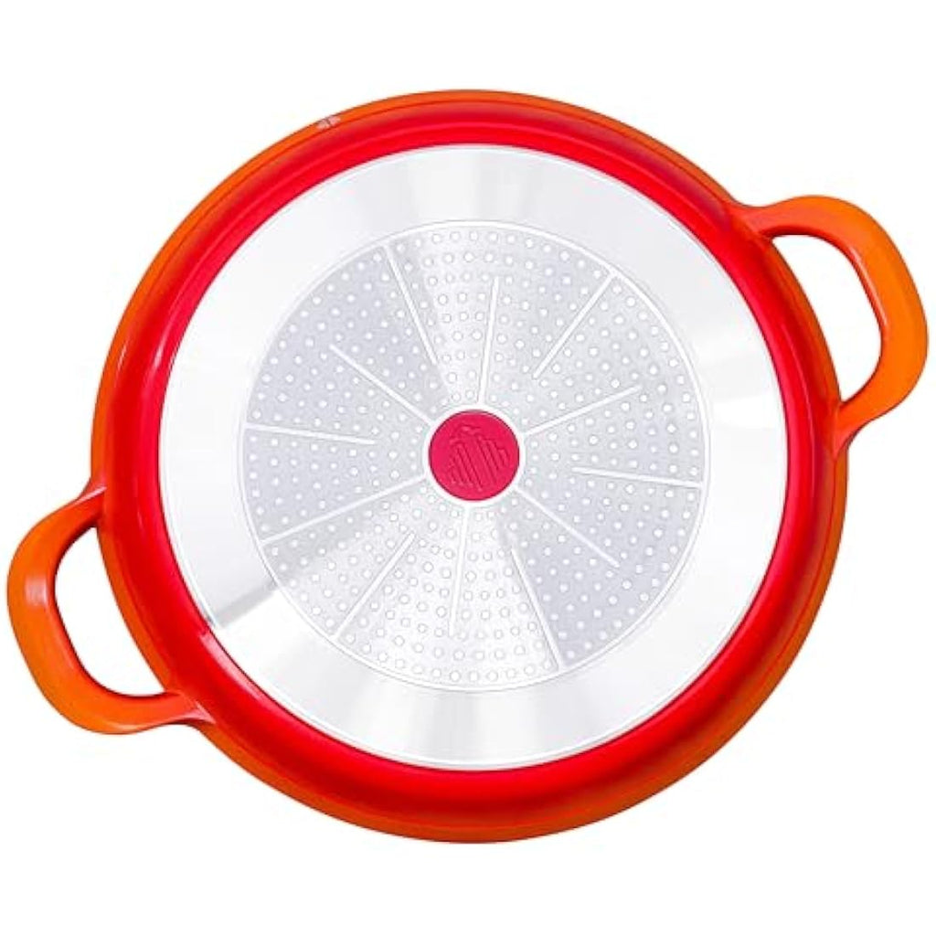 Ceramic Non-Stick Paella Pan with Glass Lid – Orange, 36cm