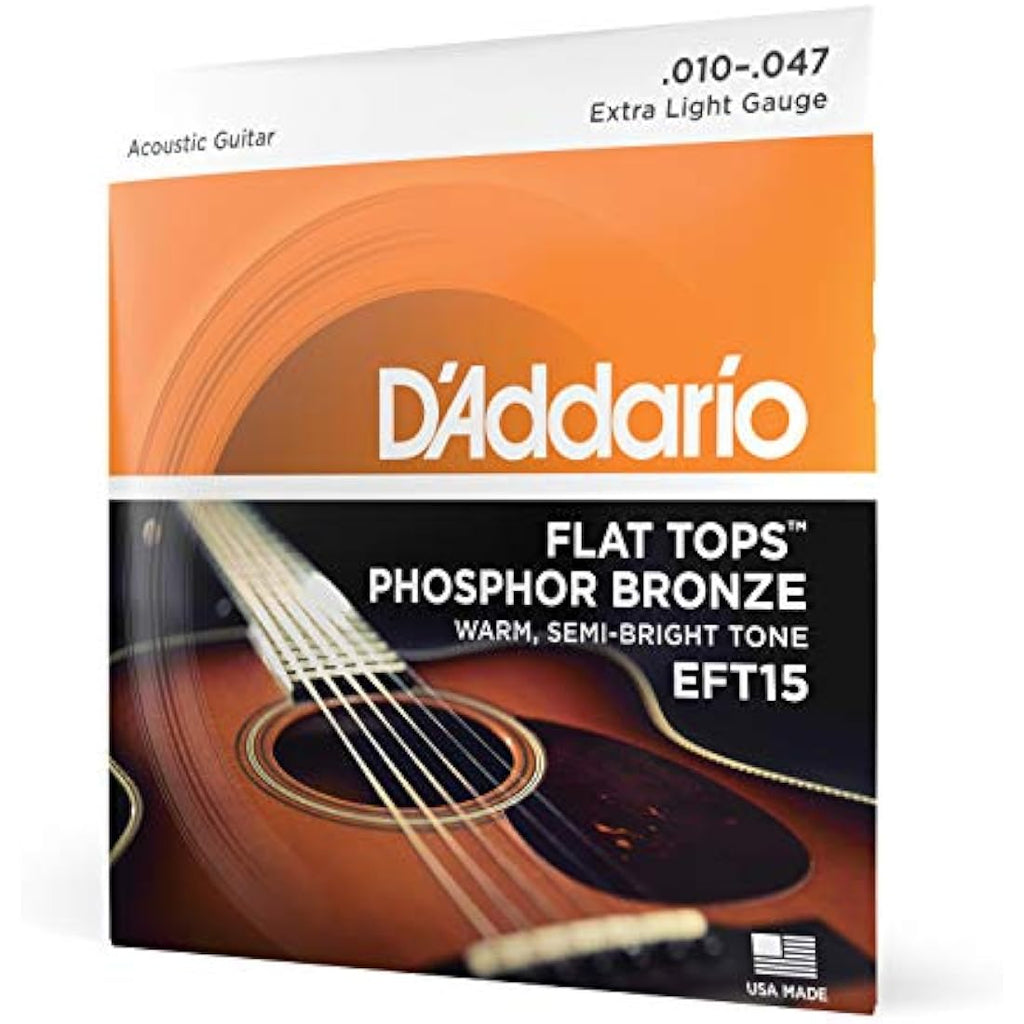 D'Addario Phosphor Bronze Flat Tops Acoustic Guitar Strings, 10-47