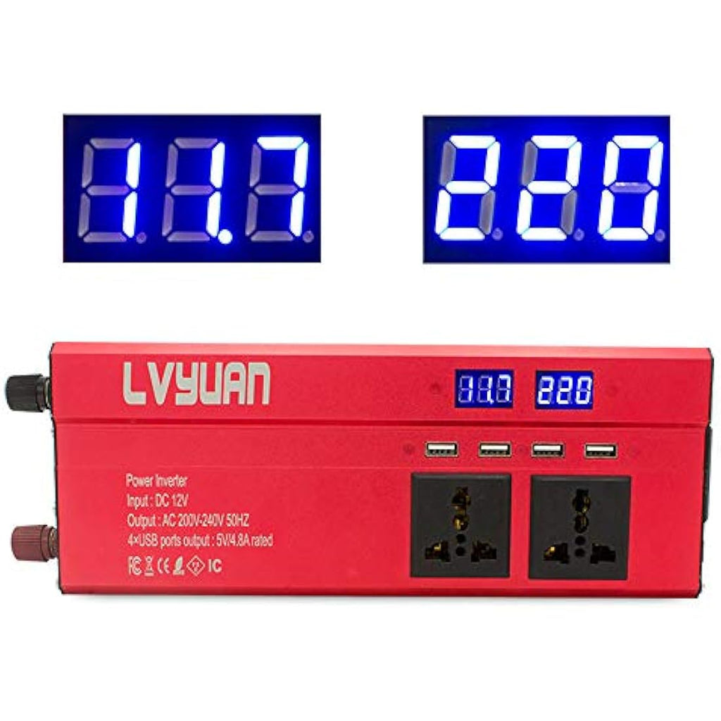 Cantonape 1000W Power Inverter | 12V DC to 230V AC Converter with 4 USB