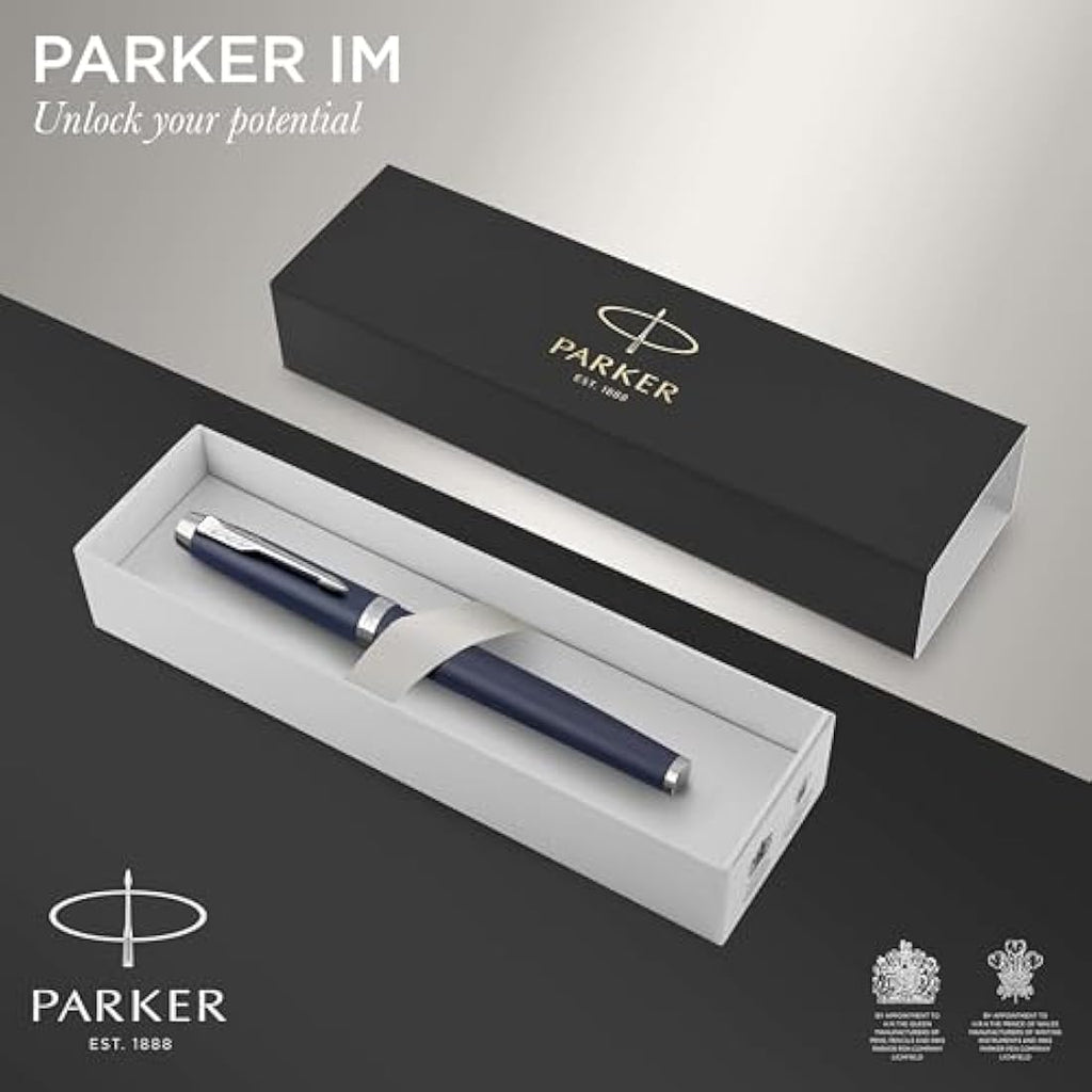 Parker IM Fountain Pen - Matte Blue, Medium Nib with Blue Ink Refill