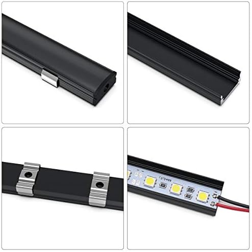 Jirvyuk 10-Pack U-Shape LED Aluminum Channel with Black Diffuser – 1m