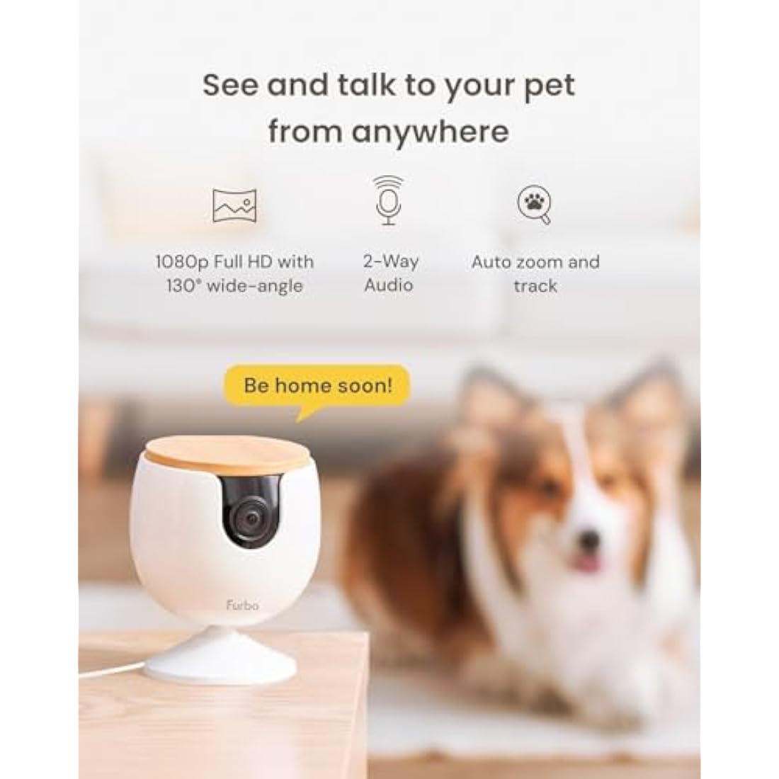 Furbo Mini Pet Camera – 1080p HD Indoor Dog & Cat Monitor with Audio