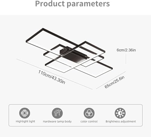 JIINOO 70W Modern Square LED Ceiling Light – Dimmable Flush Mount Fixture