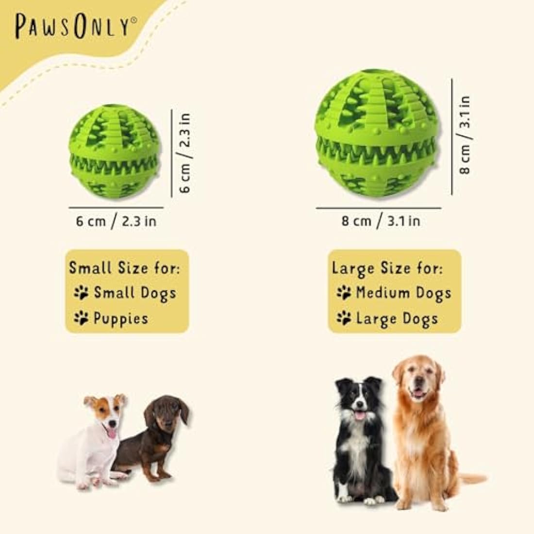 PawsOnly Interactive Dog Treat Dispenser Ball – Dental Rubber Puzzle Toy