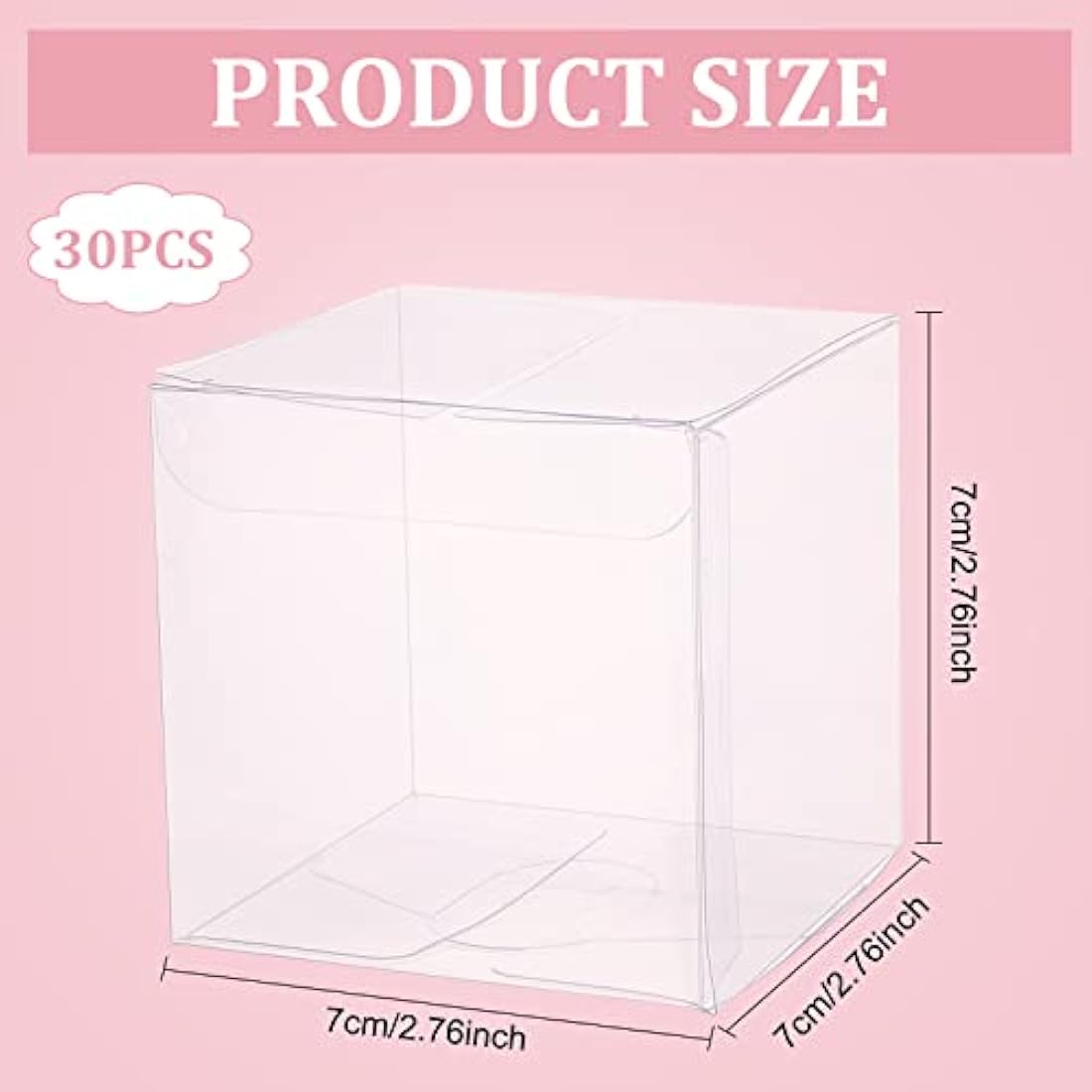 BENECREAT 30PCS Clear PVC Favor Boxes – 7x7x7cm Transparent Gift Cubes