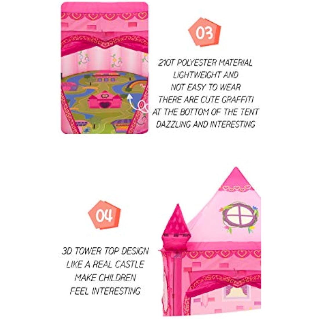 Benebomo Pink Princess Castle Play Tent – Indoor Kids Playhouse