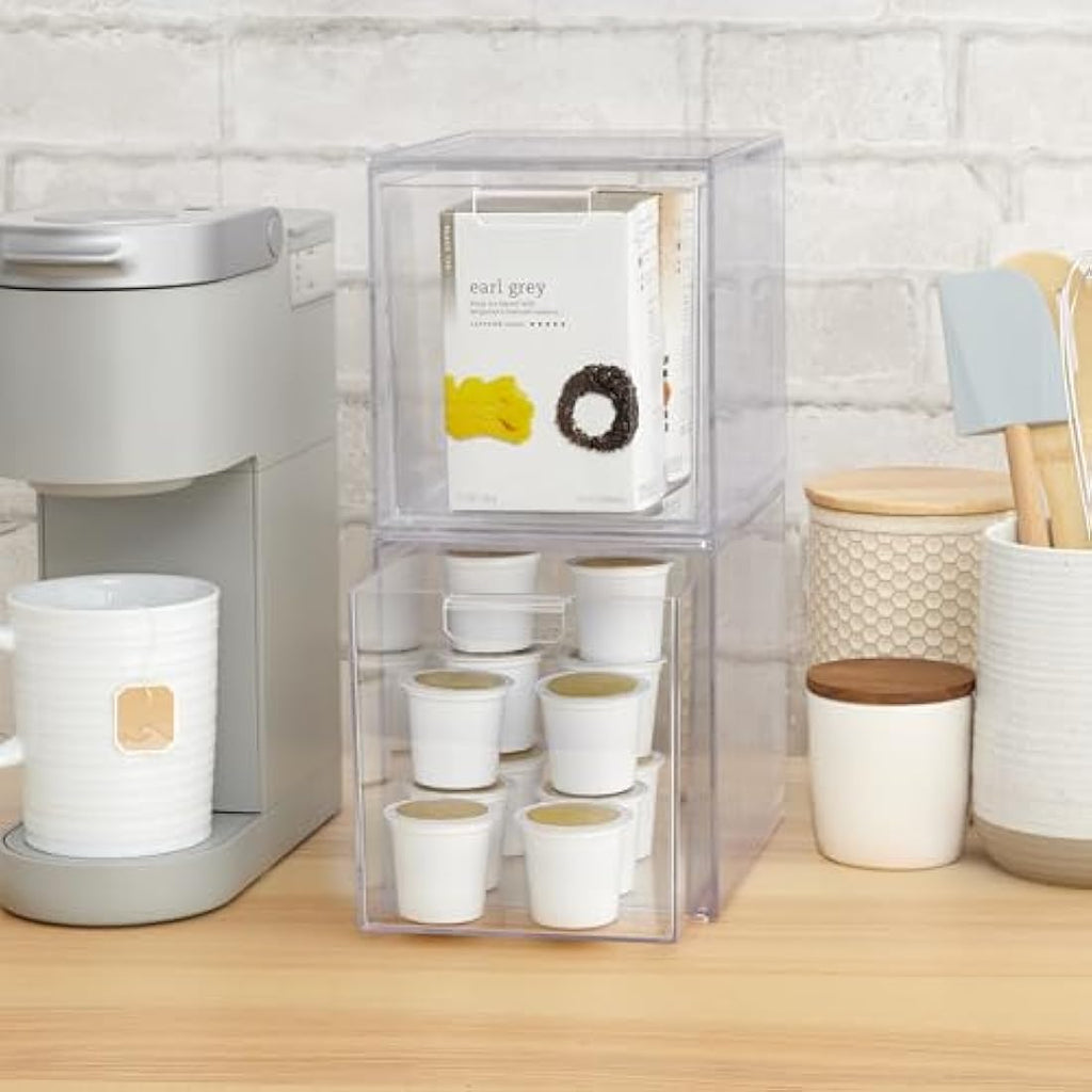 STORi Audrey Clear Stackable Cosmetic Organizer Drawers | Set of 2