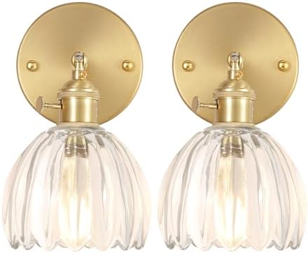 Vintage Gold Wall Sconces | Set of 2 Adjustable Brass Lamps