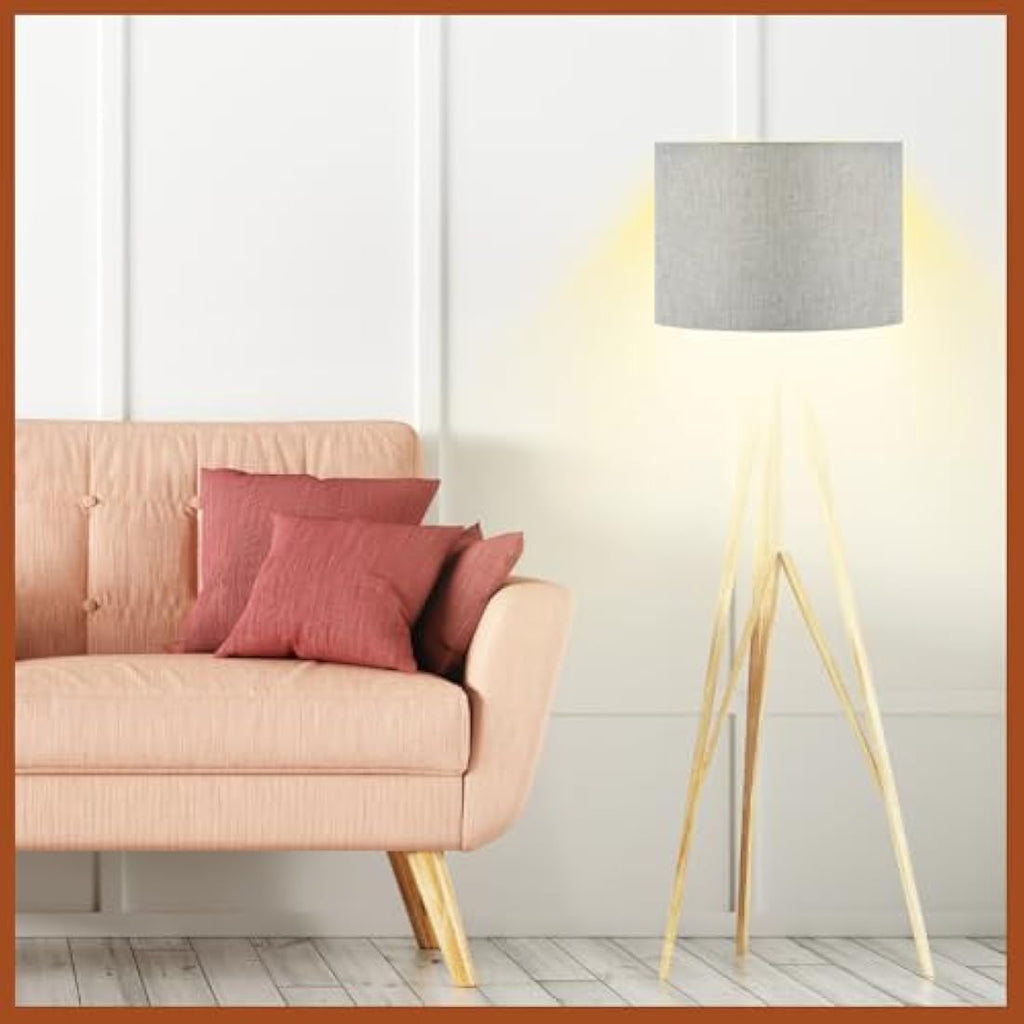 Weewooday Linen Drum Lampshades with E27 to E14 Adapters, 4 Pack – Grey