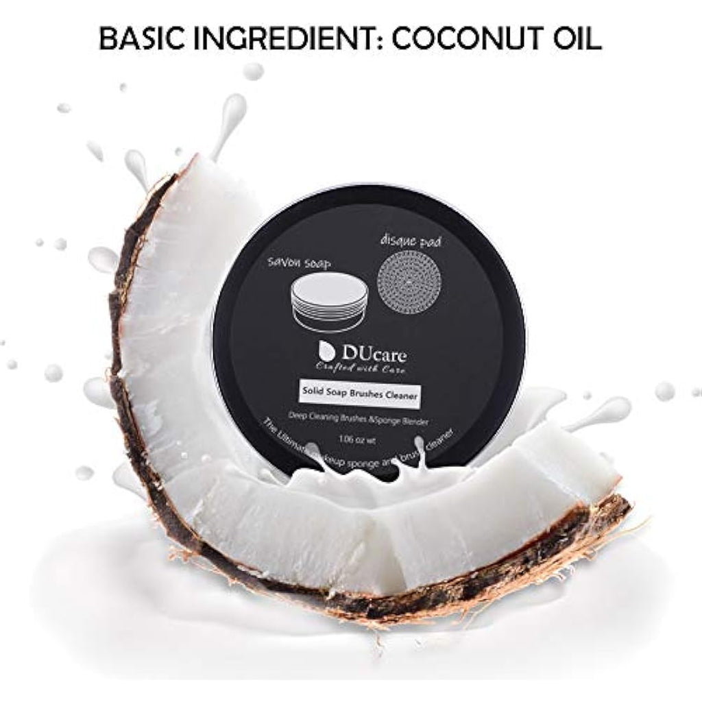 DUcare Makeup Brush Cleaner Set | Solid Coconut Oil Soap & Silicone Pad