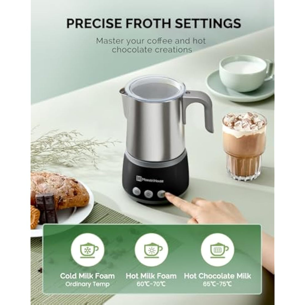 Maestri House 4-in-1 Electric Milk Frother – 500mL Hot & Cold Steamer