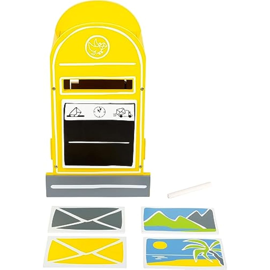 Small Foot Wooden Letterbox Toy with Postcards and Chalk – Pretend Play