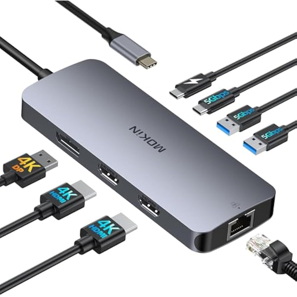 MOKiN USB C Docking Station – Triple Monitor 4K Hub with 1Gbps Ethernet