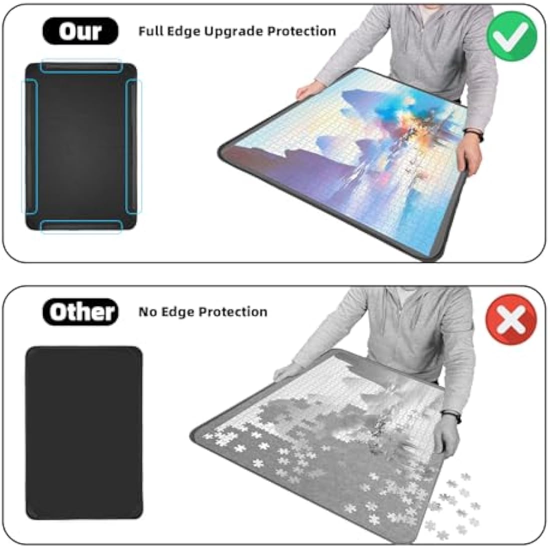 MOZOOSON Jigsaw Puzzle Board for 1000 Pieces | 6 Sorting Trays & Cover