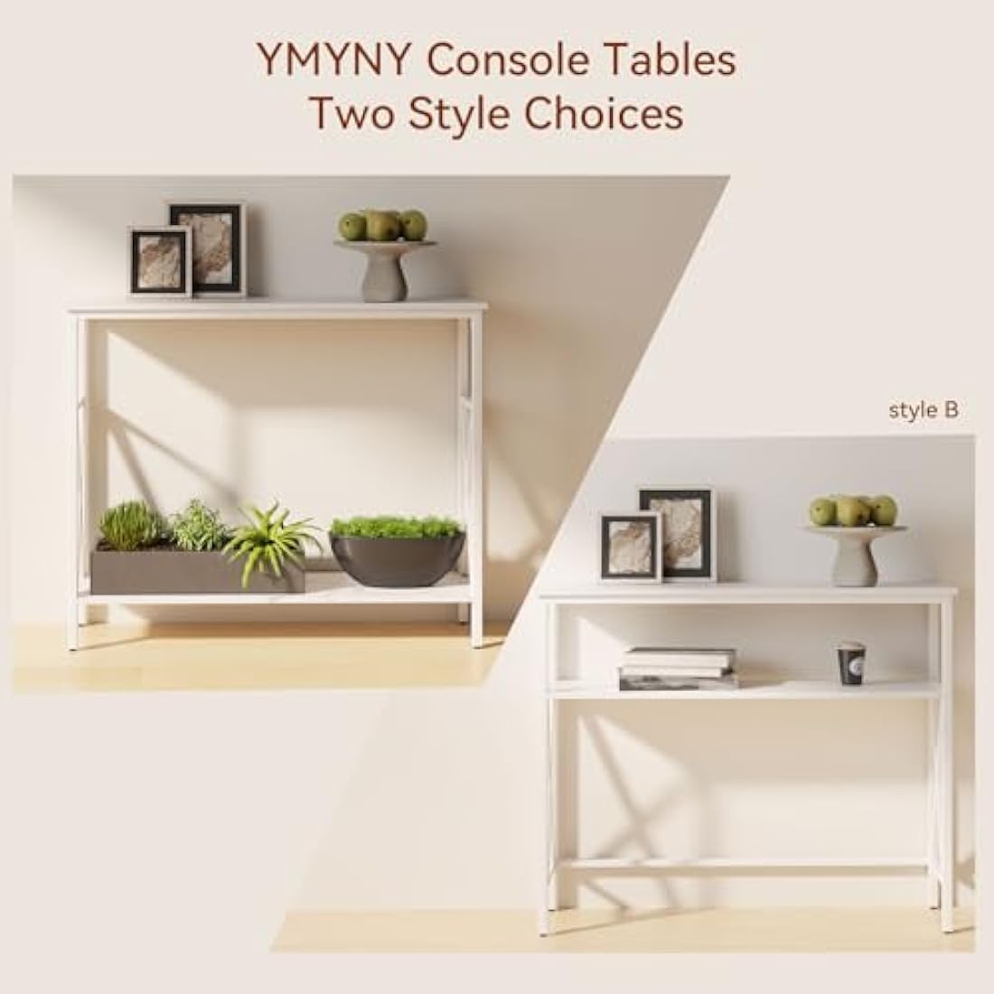 YMYNY Industrial Console Table – Narrow Entryway Sofa Table with Shelves