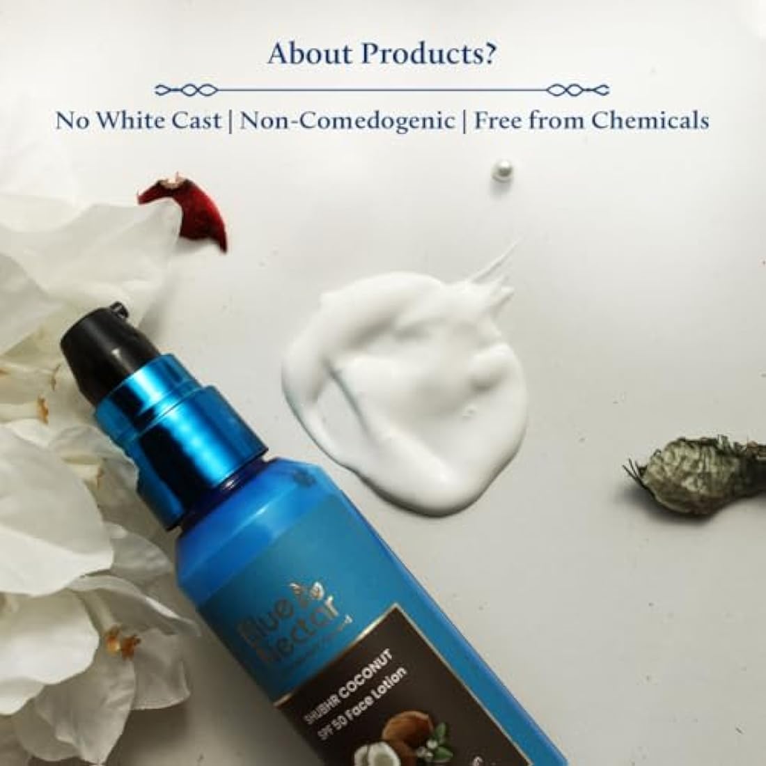Blue Nectar SPF 50 Coconut Sunscreen – Plant Based & No White Cast