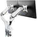 HUANUO White Dual Monitor Arm | Gas Spring Desk Mount for 13-32" Screens