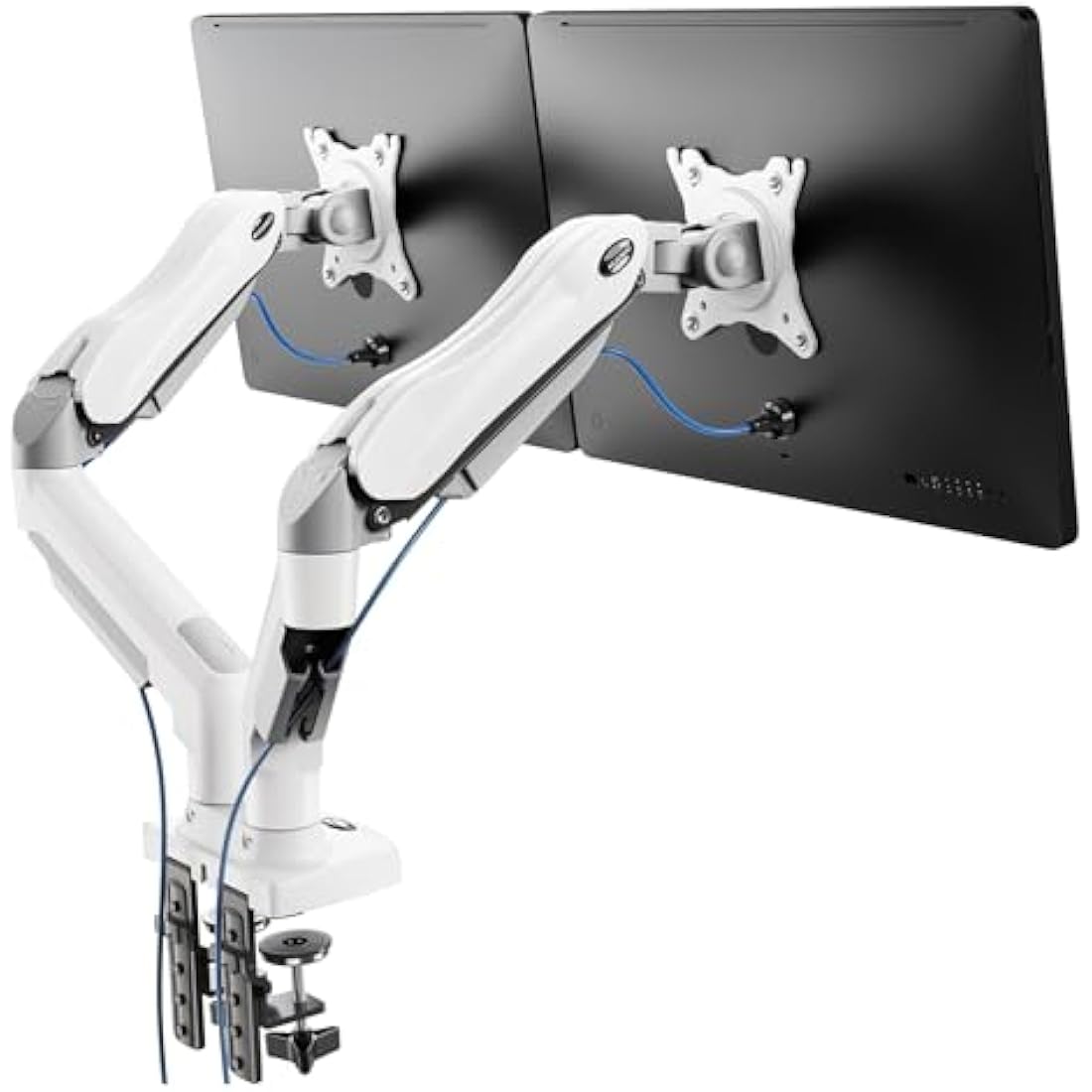 HUANUO White Dual Monitor Arm | Gas Spring Desk Mount for 13-32" Screens