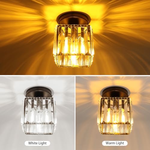 FORCOSO K9 Crystal Ceiling Light – 2-Pack Black Semi-Flush Chandelier