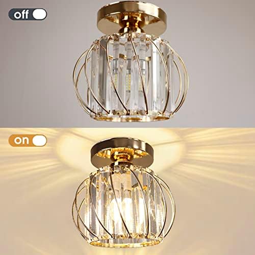 Crystal Chandelier Ceiling Light – 2 Pack Gold Flush Mount
