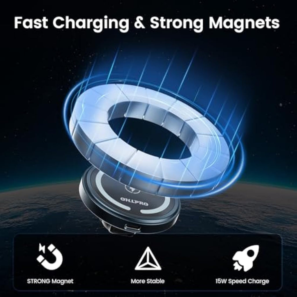 OHLPRO MagSafe Car Mount Charger – 15W Fast Wireless Dashboard Holder