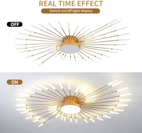 Modern LED Firework Ceiling Light | 43-Head Gold Flush Mount