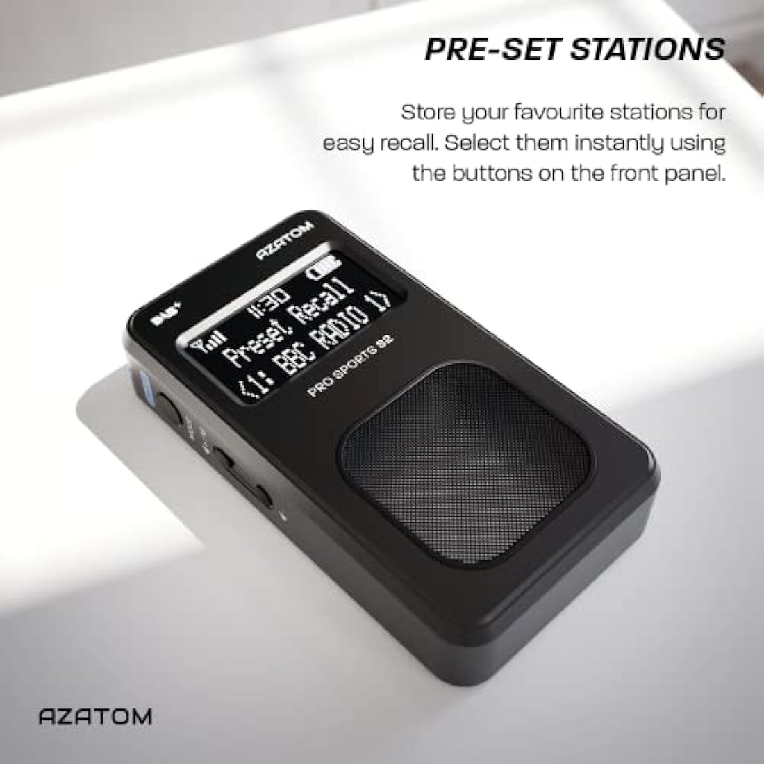 Azatom Pro Sports S2 Portable DAB/DAB+ & FM Radio with Earphones - Black