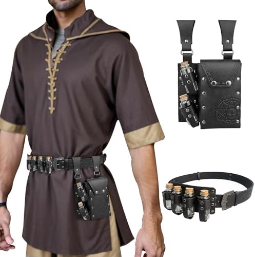 Medieval Alchemy Belt with Potion Bottles – Viking Cosplay Pouch