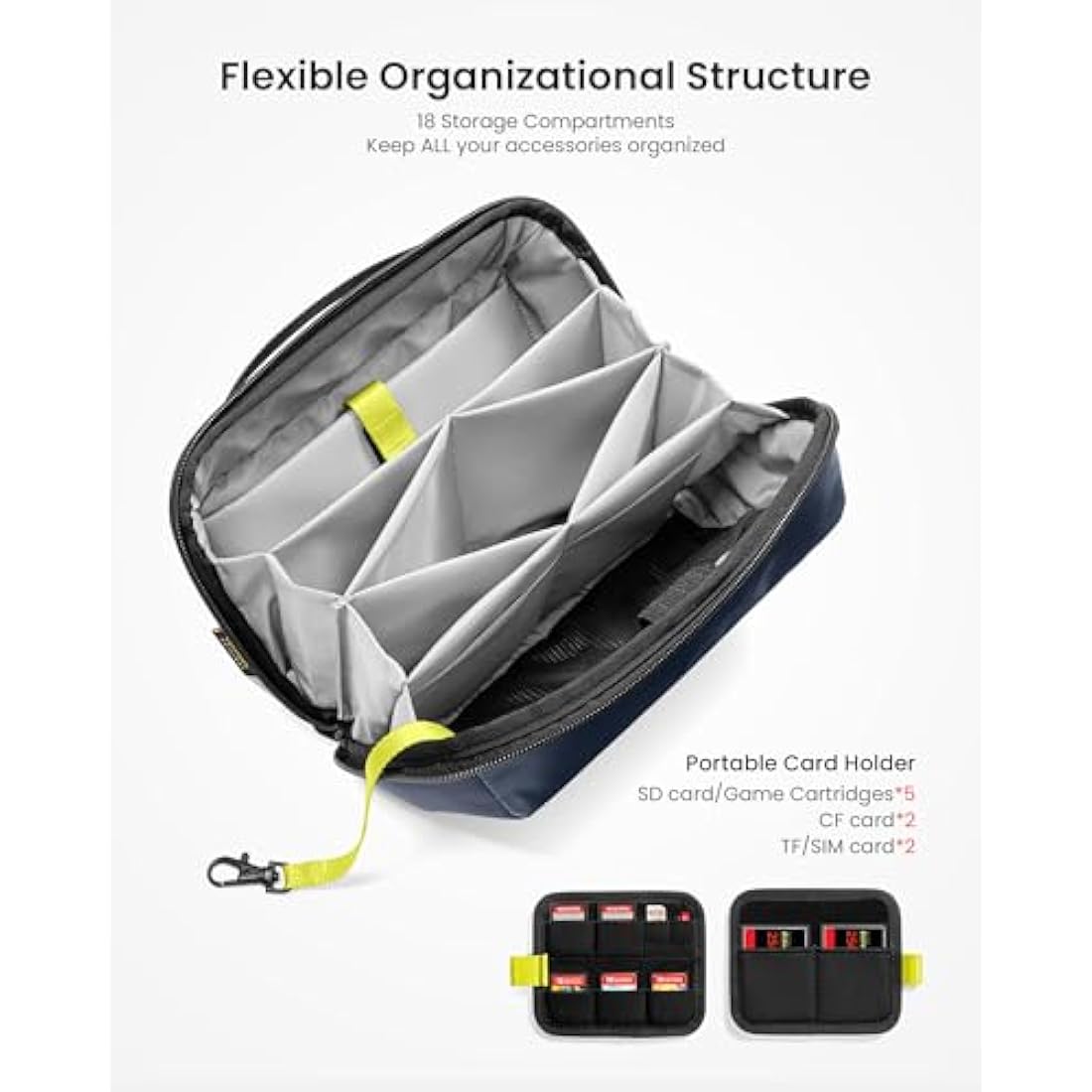 tomtoc Electronic Organizer – Water-Resistant Tech Pouch for Cables