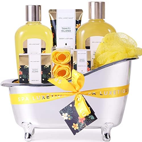 Spa Luxetique 8-Piece Tahiti Bath Gift Set with Essential Oil & Bathtub