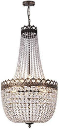 Wellmet French Empire Crystal Chandelier – 9-Light Antique Bronze Pendant