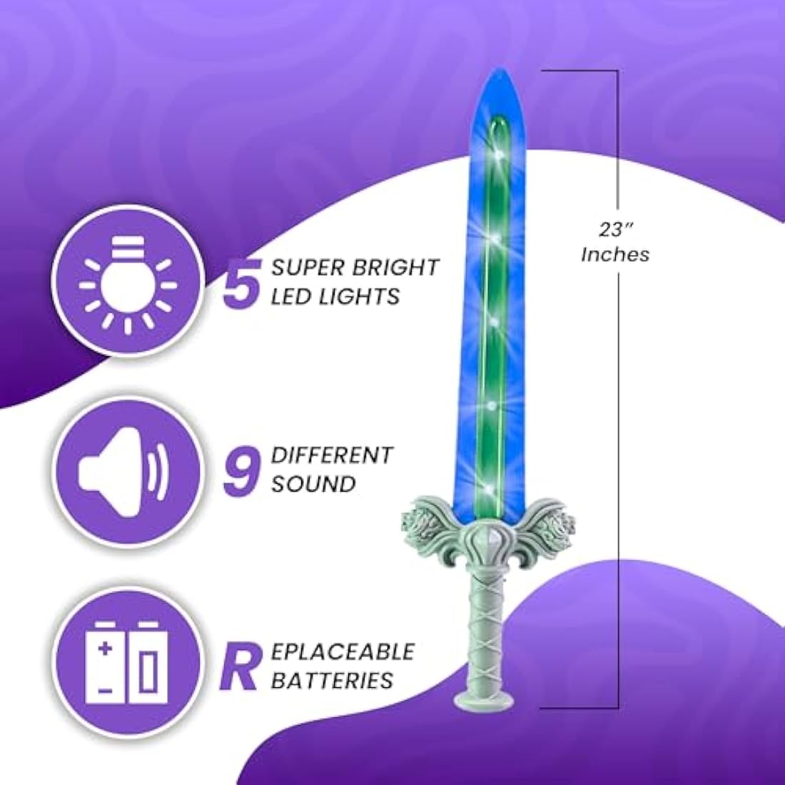 Geospace GeoSword LED Motion Activated Toy Sword 2-Pack – Blue & Red