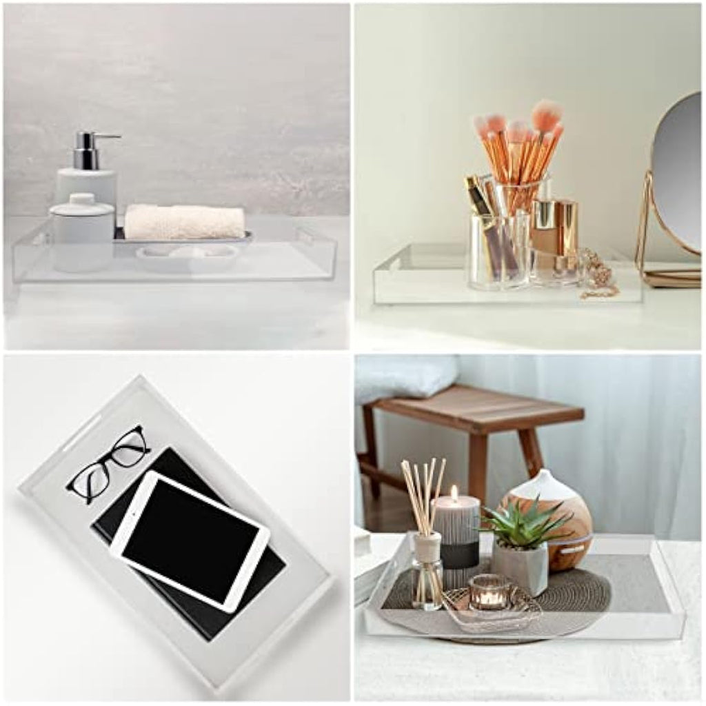 Kurtzy Clear Acrylic Serving Tray with Handles – Large 40x30cm Platter