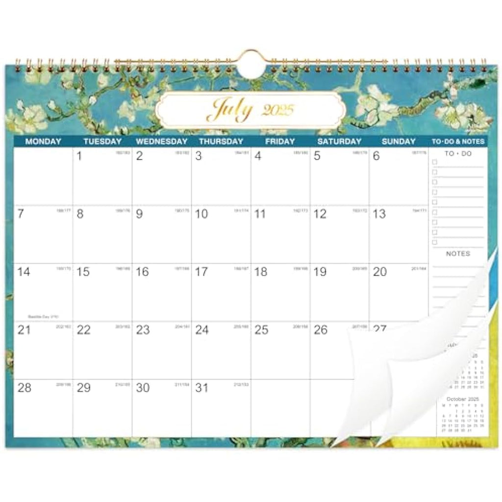 Artfan 2025-2026 Wall Calendar | 18-Month Planner, 14.8'' x 11.5'', Green