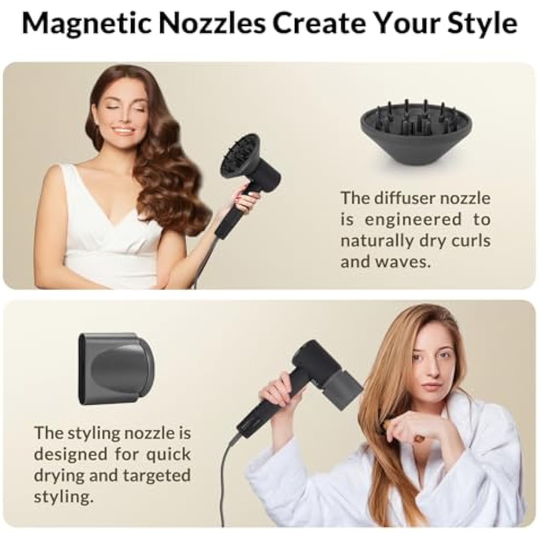 Chignon Ionic Hair Dryer – 110,000 RPM Brushless Motor with Diffuser