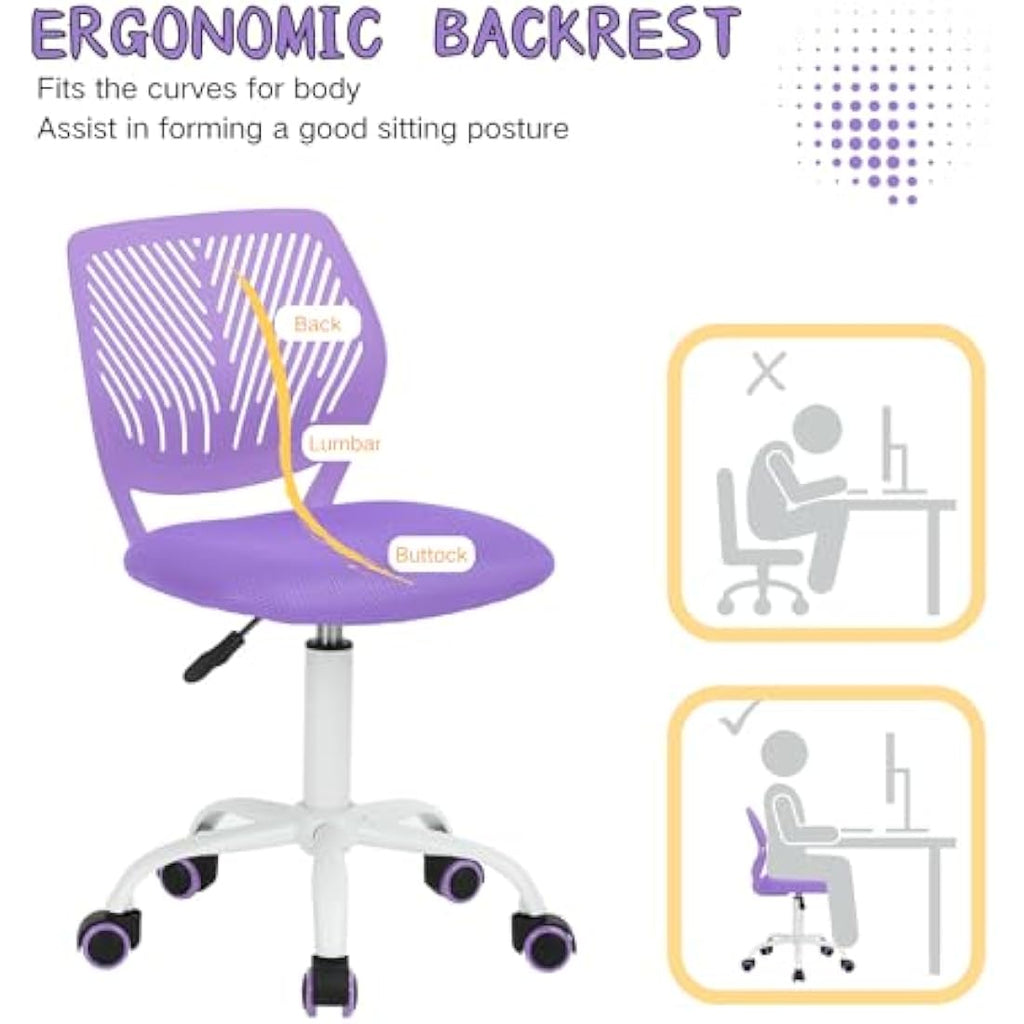 Homy Casa Ergonomic Swivel Desk Chair – Purple Mesh Fabric Task Chair