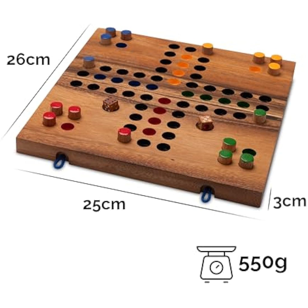 Ludo Classic Wooden Board Game – Foldable Samena Wood